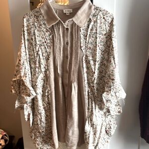 POL oversized floral and beige shirt